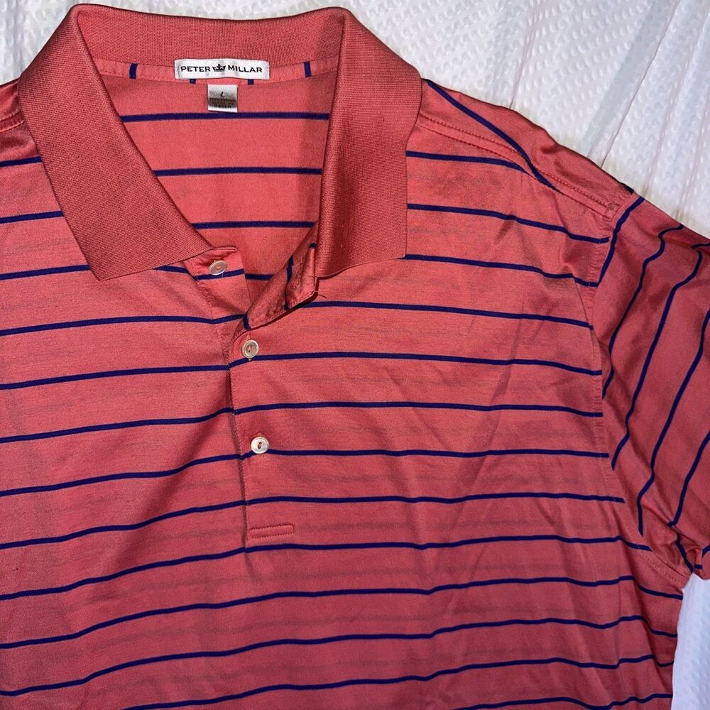 Peter Millar Men's Large Summer Comfort Performance Golf Polo Shirt Pink purple